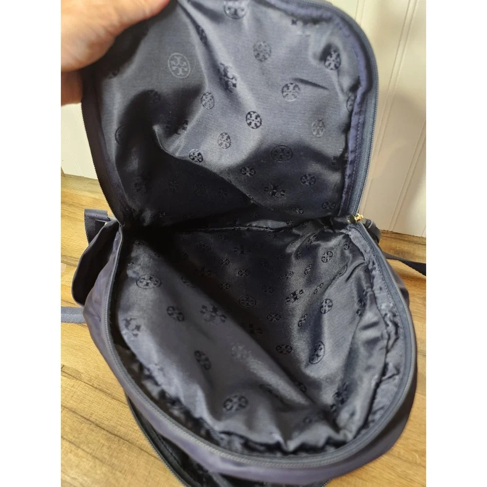 Tory Burch Ella Navy Blue Nylon Backpack Travel School